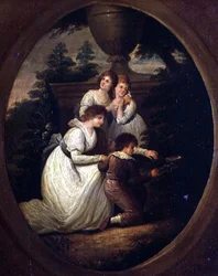 Családi csoport a kertben, 1790 körül (olaj, réz)