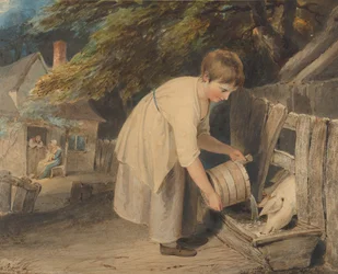 Disznót etető lány, 1800.