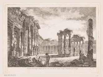 Gezicht op de Tempel van Jupiter Serapis A Jupiter Serapisnak vélt ősi templom emelése a Nápoly melletti Pozzuoliban (cím a tárgyon)