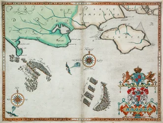 Az angol és a spanyol flotta Portland Bill és a Wight-sziget között 1588. augusztus 2-3-án.