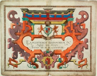 Az "Expeditionis Hispanorum in Angliam vera descriptio anno domini MDLXXXVIII" címlapja.