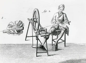 Rusztikus közgazdaságtan, pamut, Denis Diderot 1713-84-es enciklopédiájából, 164438-as bw-fotó részlete, metszet