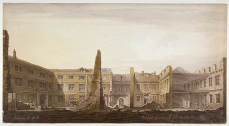 Blackwell Hall bontás közben, London City, 1819