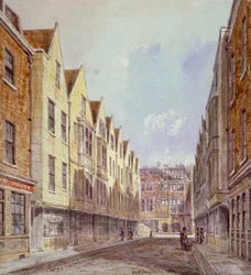 Kilátás a Great Winchester Streetre, a Winchester Place-vel a távolban, London, 1839.