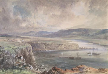 Foilhummerum Bay, Valentia, Cromwell Fortból nézve: A Caroline és a csónakok..., 1865-66.