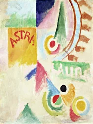 Futball. Cardiff Team – Robert Delaunay (1885-1941) festménye, Olaj, papír 1916