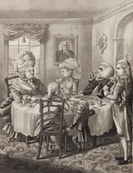 Jó életű plébános mester, 1782 (toll, ecset és tinta mosás papíron)