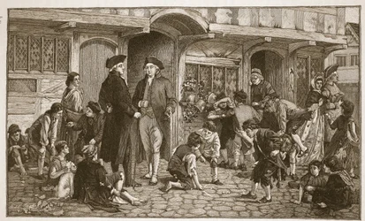 A vasárnapi iskolák eredete: Hare Lane, Gloucester, 1780, illusztráció a 
