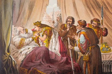 Cordelia beszél a Lear király IV. felvonás VII. jelenetében: "Uram, ismer engem", a "The Illustrated Library Shakespeare" című, 1890-ben Londonban megjelent kiadványból (litográfia).