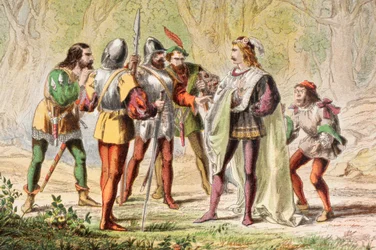 Speed beszél A veronai két úrban: "Mester, légy egy közülük", a "The Illustrated Library Shakespeare" című, 1890-ben Londonban kiadott könyvtárból (színes litográfia).