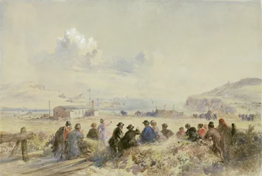 Manőverek megfigyelése a dűnékről, Foilhummerum-öböl, Valentia, 1865 körül (akvarell, papír)