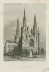 Lichfield katedrális – nyugati front: acélmetszet, nd [c 1835-1842] (nyomtatás)