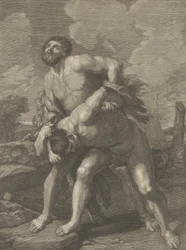 Oroszlánbőrt viselő Herkules, aki Acheloussal harcol, egy táj a háttérben, ..., kb. 1713-72.