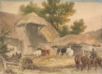 Farmyard lovakkal várnak