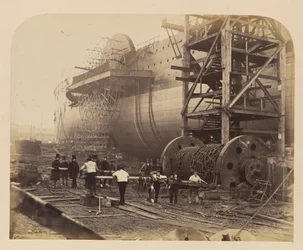 Férfiak munkában a Nagy Kelet indítási láncai mellett, 1857. november 18.