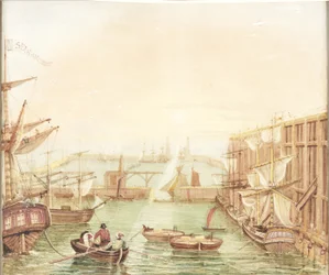 Seaham Harbour (akvarell, testfesték, ceruza és tinta, papír)