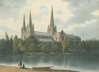 Lichfield katedrális – Délnyugati nézet: akvarell festmény, 1824. július (festmény)