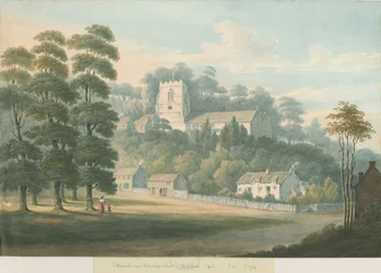 Tettenhall templom és falu: akvarell festmény, 1826