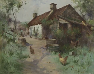 Bothy baromfival (olaj, vászon)