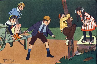 Egy macskasügér. Gravírozás „”-be Mit játszunk? E. Weber „” Robert Salles (1871-1929) akvarell rajzaival. Librairie Garnier Freres, Párizs