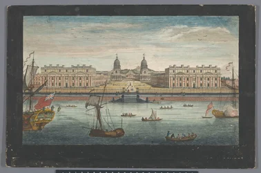 Kilátás a Greenwich Kórházra a Temze folyón Greenwichben A Greenwich Kórház kilátása a folyó felől (cím az objektumon) London (sorozat címe)