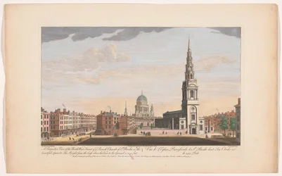Kilátás a Szent Menyasszony-templomra Londonban A Szent Menyasszony (...) plébániatemplom északnyugati frontjának perspektivikus képe (cím a tárgyon) London (sorozat címe)