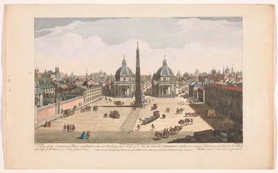 Gezicht op het Piazza del Popolo Rómában Kilátás a Common Place-re, új épületekkel díszítve, és kilátás Róma városára, ahogyan jelenleg is van (cím a tárgyon) Róma (sorozat címe)