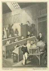 Nicholas Nickleby: Samuel Bellin (1799-1893) metszete: Dotheboys Hall.
