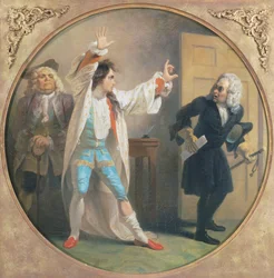 IV. felvonás, William Congreve (1670-1729) Szerelem a szerelem I. jelenete, Robert Smirke (1752-1845) festménye. Egyesült Királyság