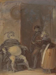 Falstaff Mistress Quicklyvel és Bardolph-al