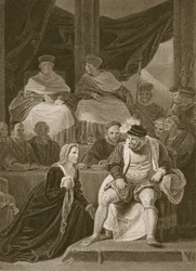 Henrik házasságának tárgyalása, T. Holloway metszete, illusztráció David Hume „Anglia története” című művéből, pub. R. Bowyer, London, 1812