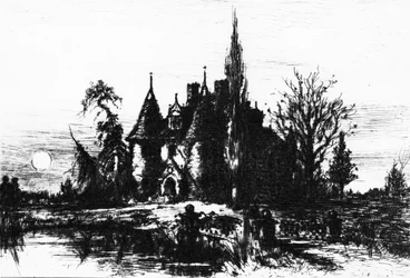 The House of Usher, illusztráció az Edgar Allan Poe műveiből, 1884