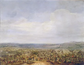 Katonai tábor (olaj, réz)