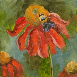 Kismet Coneflower, 2023 (olaj, tábla)