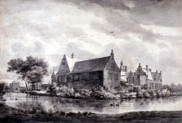 PD.645-1963 Marquette kastélya, Hollandia, 1646-47 körül (mosás, kréta, toll és tinta papíron)