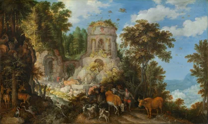 Táj az egyiptomi repüléssel, 1624.