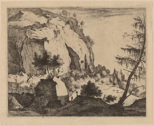 Sziklás táj fenyővel: pl.4