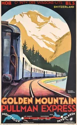 A Compagnie Internationale des Wagons-Lits plakátja, amely a Golden Mountain Pullman Expresszt reklámozza, 1930 körül (színes litográfia).