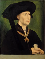 Jó Fülöp (1396-1467), burgundi herceg portréja Roger (Rogier) van der Weyden (1400-1464) festménye 15. század V. 0,34x0,25 m - Jó Fülöp (1396-1467), Burgundia hercegének portréja. Festmény Roger (Rogier) van der Weyden (1400-) után