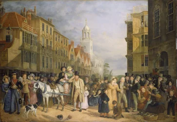 A bank leállása, 1827 körül (olaj, panel)