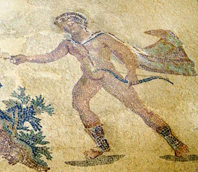 Apollo és Daphne, Apolló részlete, Dionüszosz háza, Paphos, ciprusi mozaik
