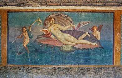 Venust ábrázoló freskó, a Kagylós Vénusz háza, Pompeji (az UNESCO világörökségi listája)