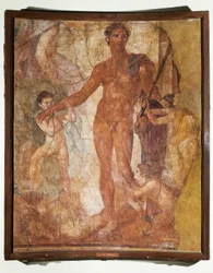 Olaszország, Campania, Ercolano-bazilika, Thészeusz megöli a Minotauruszt (freskó)