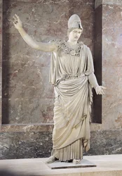 Velletri Pallasza, sisakos Athéné szobra, Alkamenésznek vagy Kreszilasznak tulajdonított görög eredeti római másolata, kb. i. e. 420-10