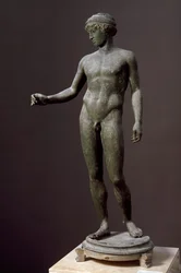Római művészet: "" Efebe"" Bronz szobor görög eredeti után, Pompeiből