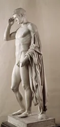Római művészet: Augustus római császár szobra (korábban Octavianus) (Kr. e. 63-Kr. u. 14). Párizs, Louvre Múzeum