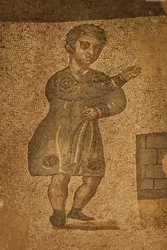 Két apszis szoba, padlómozaik, Villa Romana del Casale, Piazza Armerina, Szicília, Olaszország (fotó)