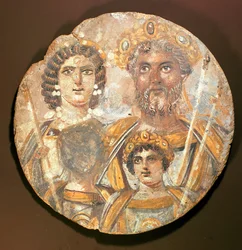 Tondó: Septimius Severus családját ábrázoló tábla, Kr. u. 200 körül