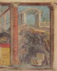 Falfestmény egy boscoreale-i villa kubicumából, Kr.e. 50-40