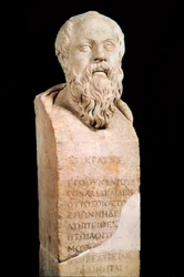 Szókratész (Kr. e. 470 - Kr. e. 399) görög filozófus mellszobra. Róma, Musei Capitolini.